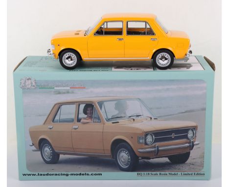 Laudoracing Fiat 128 Berlina 1969, 1:18 scale,LM112B, yellow resin model, Limited edition10/250,with white polystyrene inner,