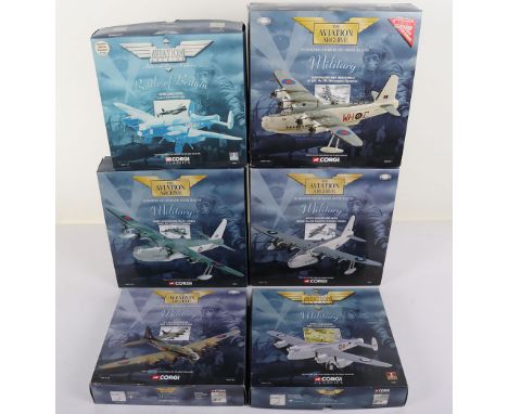 Six Corgi Aviation Archive Military Aircraft, all in 1/144th scale. B-17G Fortress III, 214 Sqn, AA31101. Avro Lancaster, RAF