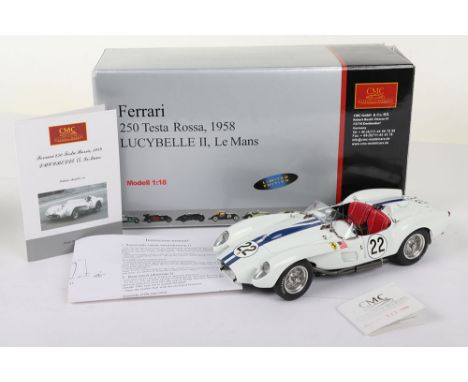 CMC 1:18 scale Model M-086 Ferrari 250 Testa Rossa 1958 LUCYBELLE II Le Mans, at the 24 Hours of Le Mans in 1958 one car capt