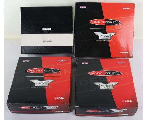Four Corgi Aviation Archive WW2 Aircraft,  three of which are Modelzone exclusive. Two Hurricanes, 69 Sqn, RAF, Malta 1941, A