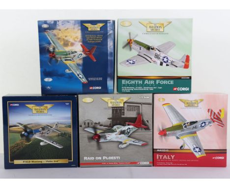 Five Corgi Aviation Archive P-51D Mustang’s Fighter Aircraft, all in the scale of 1/72nd. P-51D, ‘Petie 2nd’ 352nd FS, 8th AF