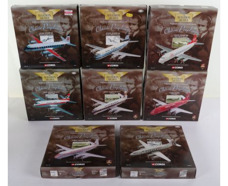 Eight Corgi Aviation Archive ‘Classic Propliners’ Vickers Viscount’s, all 1/144th scale. Vickers Viscount 800, British Air Fe
