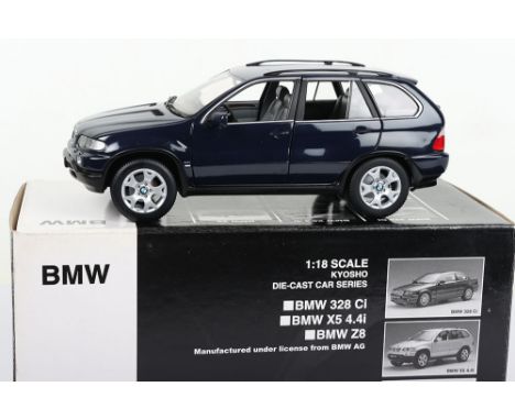 Kyosho BMW X5 4.4i,  dark blue diecast body, 1:18 scale, manufactured under license from BMW AG, in near mint  pre owned cond