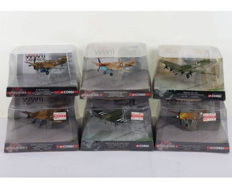 Six Corgi Aviation Archive ‘WWII Legends’, WW2 Corgi Aviation Archive Aircraft models, lot includes, B17F 303rd BG, 1/144 sca