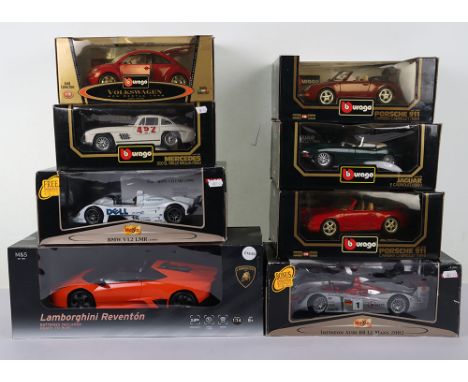 Seven boxed 1:18 Scale Cars, including: Maisto GT Racing  38659 Infineon Audi R8 Le Mans 2002, Maisto GT Racing 38882  BMW V1