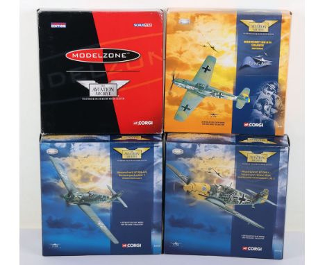 Four Corgi Aviation Archive Messerschmitt BF109E’s, these include the following models, of which all are 1/72 scale. BF109E ‘