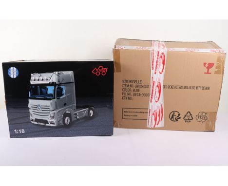 NZG Mercedes Benz Actros GigaSpace Tractor Unit & Car Transporter Trailer, Mercedes Benz Actros GigaSpace Tractor Unit blue w