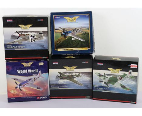 Five Corgi Aviation Archive P-51D’s & Typhoon Aircraft, all  1/72 scale. P-51D, 352nd FS / 487th FG, AA32204. P-51D, Mustang 
