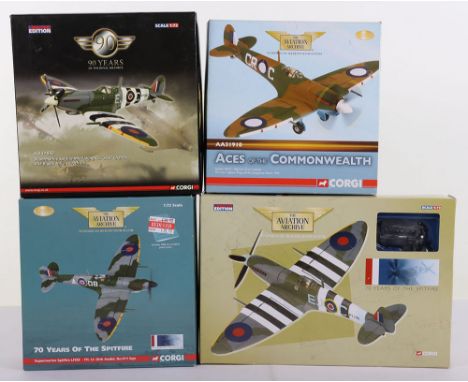 Four Corgi Aviation Archive Spitfire’s, 1/72 Scale,these models are all in mint condition, having not left the packaging for 