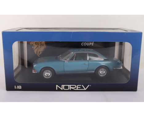 Norev Peugeot 504 Coupe 1:18 scale model, metallic blue diecast body, No. 184755, in  mint pre owned condition, has been on d