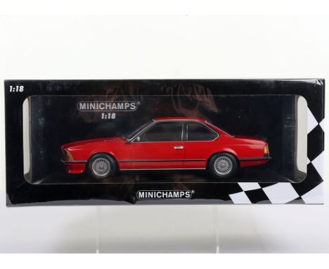 Minichamps 1:18 Scale BMW 635 CSi 1982, red diecast body, in mint pre owned condition, Limited edition 1 of 504  pcs, window 