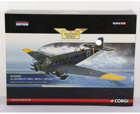 Corgi Aviation Archive Junkers JU52, Luftwaffe Aircraft, Corgi Aviation Model JU52, AA36902 JU52/3MG7E (MS), MSGr1, PD+KH, Bu