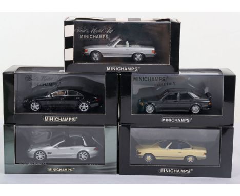 Five Boxed Minichamps Mercedes Benz Models, 1:43 scale, 400 034300 Mercedes Benz CLS Class 2004 black 1 of 2544 pcs, 437 0320