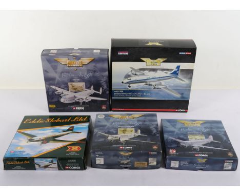 Five Corgi Aviation Archive Models, AA31508 Bristol Britannia Srs 313 EL AL Israel Airlines 1958, Berlin Airlift 47101 Dougla