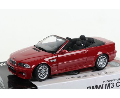 Kyosho BMW M3 Cabriolet 1:18 scale,  red diecast body, manufactured under license from BMW AG, in mint pre owned condition, h