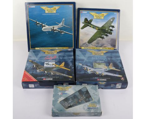 Five Corgi Aviation Archive Models, USAAF B-17’s,all of the smaller scale of 1/144. The lot includes twin pack ‘Little Friend