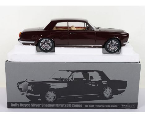 Paragon Models Rolls Royce Silver Shadow MPW 2DR Coupe, Burgandy diecast body, 1:18 scale, in mint condition, complete with a