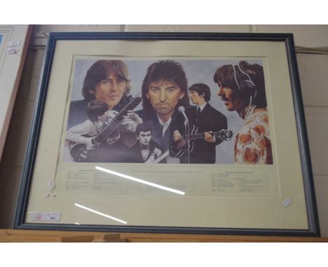 COLOURED PRINT OF GEORGE HARRISON, F/G