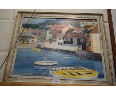 K WARRINGTON, STUDY OF A HARBOUR SCENE, OIL ON BOARD