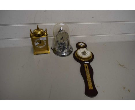 MIXED LOT: TWO MODERN MANTEL CLOCKS AND A FURTHER MODERN BAROMETER