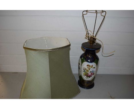 19TH CENTURY FLORAL DECORATED VASE CONVERTED TO A TABLE LAMP