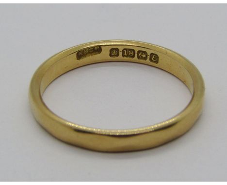 18ct wedding ring, size O, 3g, together with a selection of costume jewellery comprising a Longines ladies wristwatch, pair o