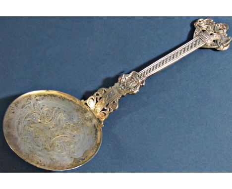 A Norwegian silver Thune 830 anointing spoon with Celtic patterns 
