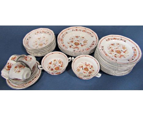 A collection of Wedgwood Kashmar tableware comprising dishes, plates, coffee cups and saucers, soup bowls, etc (70 approx) 