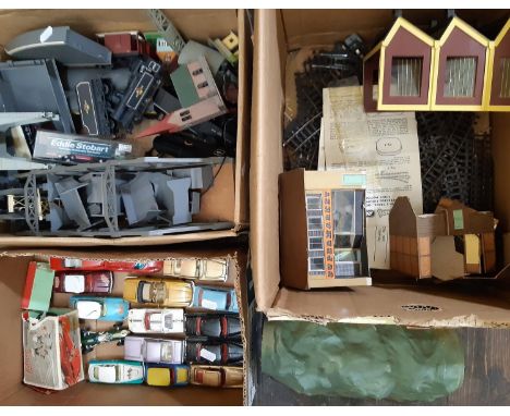 Mixed collection of model cars and railway items including boxed Schuco 3000 car, unboxed Dinky Ford GT, further unboxed cars