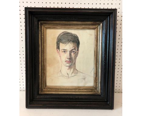 20th Century Quarter Portrait - unsigned, coloured pencil on paper, 30 x 25 cm, framed and glazed with gilt effect slip 