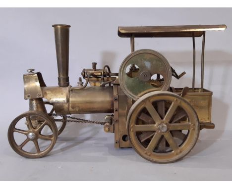Live steam model engine, unpainted and unbranded, with Mamod Fuel Tablets, length 31cm 