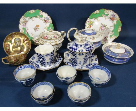 Collection of dinner and teawares to include teacups, saucers, teapot, lidded sugar bowl, Coalport china cup and saucer, two 