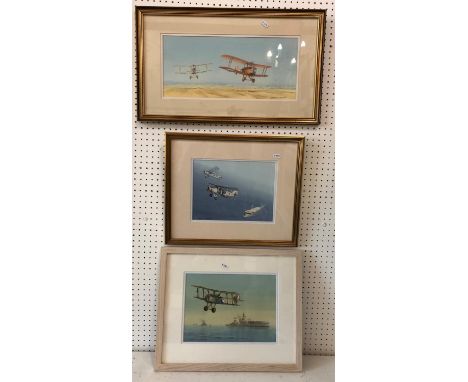 Barry K. Barnes - Three aviation themed watercolours: 'Cotswold Kangaroos' 2001; 'With Naval Wings'; 'Fairey Swordfish'; larg