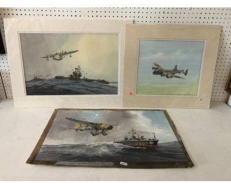 Barry K. Barnes - Three unframed watercolours: 'Lizzie (Westland Lysander 111A No 277 SQN 1942'; 'Battle of The Atlantic' and