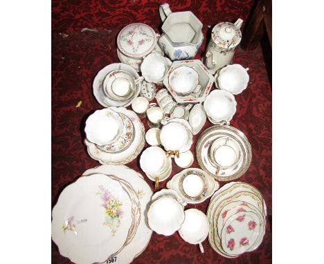 A small collection of English and European china plates, teacups,  saucers, etc 