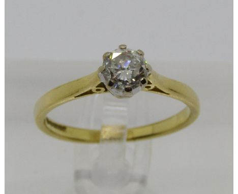 18ct diamond solitaire ring, 0.50ct approx, size N/O, 2.5g 