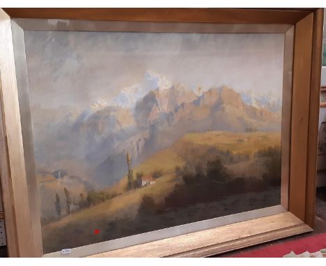 Henry Raphael Oddy (1854-1907) - 'Mont Blanc, from Saleve', pastel, signed lower right, label from Yorkshire Union of Artists