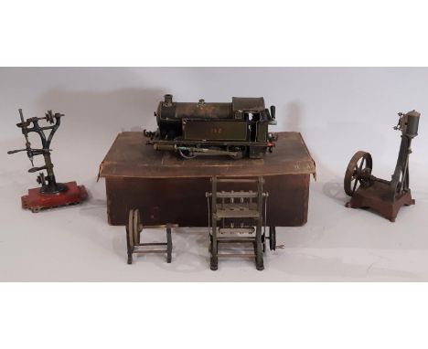 Interesting collection of vintage live steam engines including a 0 gauge 0-4-0 locomotive by Bing for Bassett-Lowke circa 193