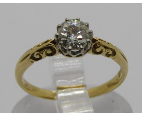 18ct claw set diamond solitaire ring, 0.50ct approx, size H/I, 1.8g 