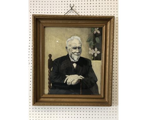 Barbara Horlick (19th/20th Century) - Half Portrait of A Seated Gentleman with Walking Cane, signed lower right, watercolour 