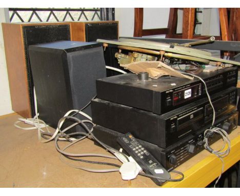 A collection of hi-fi separates to include a Rotel AM/FM stereo tuner 9508X, further Rotel compact disc player 9658X  an audi