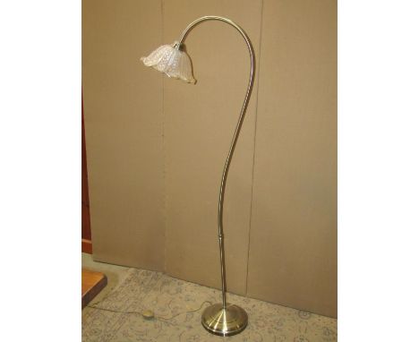 An alabaster table lamp and fixed cylindrical shade with carved foliate detail, 45 cm high together with a contemporary illum