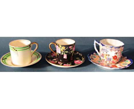 A collection of twelve 19th century and later coffee and tea cups and saucers 