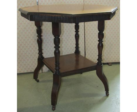 A Georgian mahogany square cut washstand with inlaid detail, a 19th century mahogany stool with upholstered seat, an Edwardia