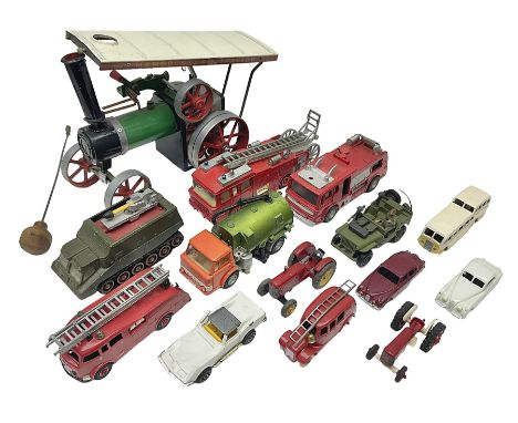 Mamod steam engine, together with other die cast cars etc