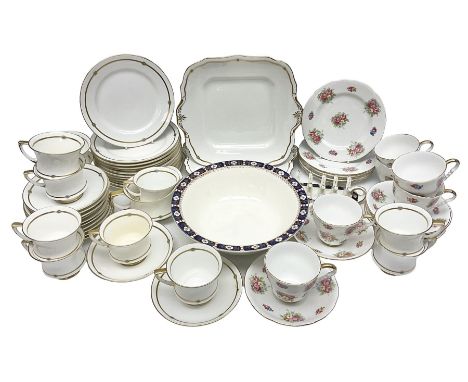 Paragon part tea service, to include teacups and saucers, dessert plates and cake plates, together with another tea service e