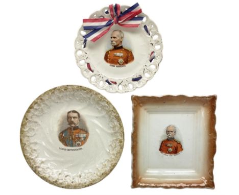 Victorian oblong wall plaque decorated with a head and shoulder portrait of Field-Marshall Lord Roberts V.C. H22.5cm; and two