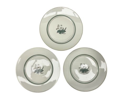 Set of three Royal Copenhagen plates, decorated with snowdrops in a gilt boarder, D22cm 