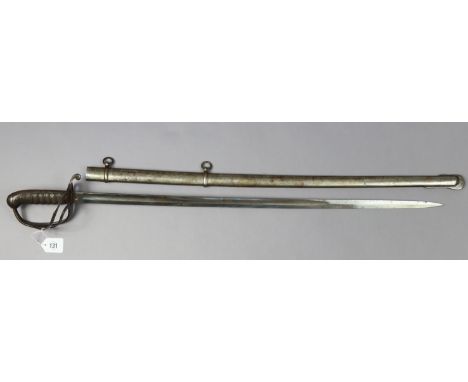 A late 19th century British cavalry officer’s sword with scabbard.