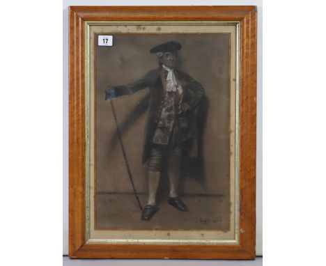 An early 20th century charcoal &amp; chalk portrait of a coachman signed indistinctly &amp; dated 1904, 17” x 11¼”, in a glaz